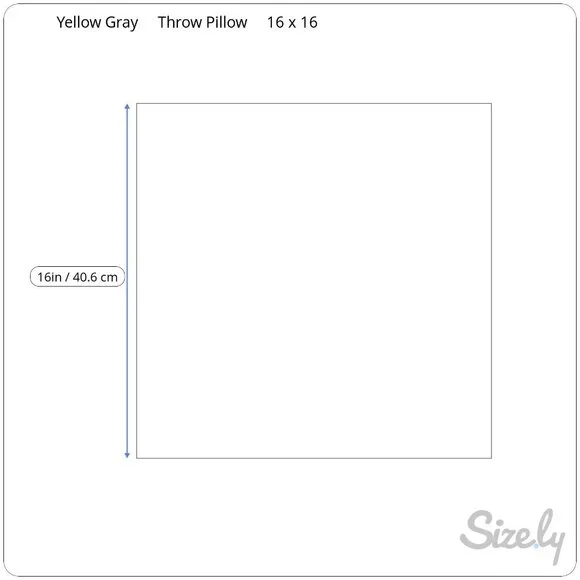 16" Modern Floral Throw Pillow Yellow Gray Black Flower Cotton Square Cushion - Picture 6 of 6